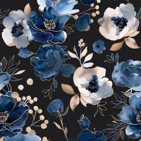 Navy Floral Wallpaper Blue Floral Peel and Stick Wallpaper 17.4" x 118" Vintage Flower Contact Paper Dark Watercolor Self Adhesive Covering for B