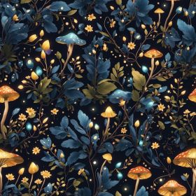 Blue/Yellow Glittery Mushroom Forest Peel and Stick Wallpaper Stick on Contact Paper Vintage Wall Paper Easy Peel Off for nightstand Drawer Cabin