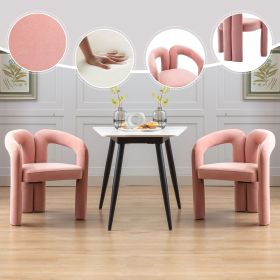 Contemporary Designed Velvet Fabric Upholstered Accent/Dining Chair /Barrel Side Chairs Kitchen Armchair for Living Room set of 2 (Pink Velvet)
