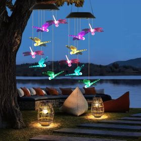 2 Pack Solar Wind Chimes Outdoor, Color Changing LED Dragonfly Hanging Lights, IPX4 Waterproof Garden Decor For Patio Yard Balcony Party Gift (Option: 2Pcs)