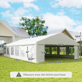 Outsunny 23' X 39' Large Outdoor Carport Canopy Party Tent With Removable Protective Sidewalls & Windows, White Multiple Packages (Option: White)