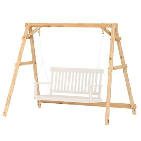 770lbs Porch Swing Frame, Heavy Duty A-Frame Hanging Chair Stand Only With Reinforced Bars For Porch, GardenBackyard (Option: Teak)