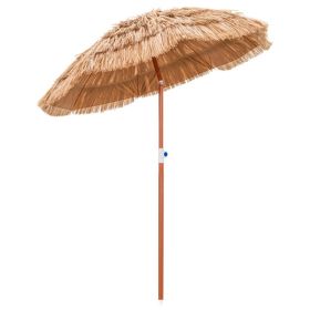 6 Feet Thatched Patio Umbrella With Tilt Design And Carrying Bag  8 Metal Ribs For Garden Patio, Terrace, Poolside (Option: NATURAL)