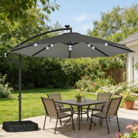 10 Ft Cantilever Patio Umbrella With Light, Weight, Offset Hanging Outdoor Umbrella With Protective Cover Adjustable Canopy (Option: Dark gray)