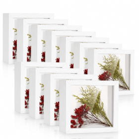 16pcs Wooden Shadow Box Picture Frame Set | 5X5Inch Square Shape, Suitable for Photos, Weddings, Floral Arrangements (Color: White, number: 16pcs)
