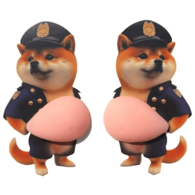 Car door anti-collision sticker, soft silicone anti-scratch protective sticker, cute cartoon car door anti-collision strip (Style: A pair of police Shiba Inus)