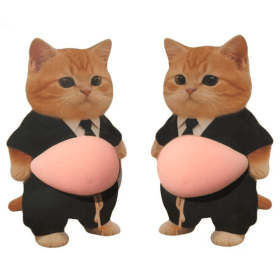 Car door anti-collision sticker, soft silicone anti-scratch protective sticker, cute cartoon car door anti-collision strip (Style: A pair of cats in suits)