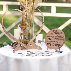 Wooden And Acrylic Love Heart Guestbook Box with 60/80pcs Interchangeable Hearts - Romantic Guest Message Display for Weddings (number: 60pcs)